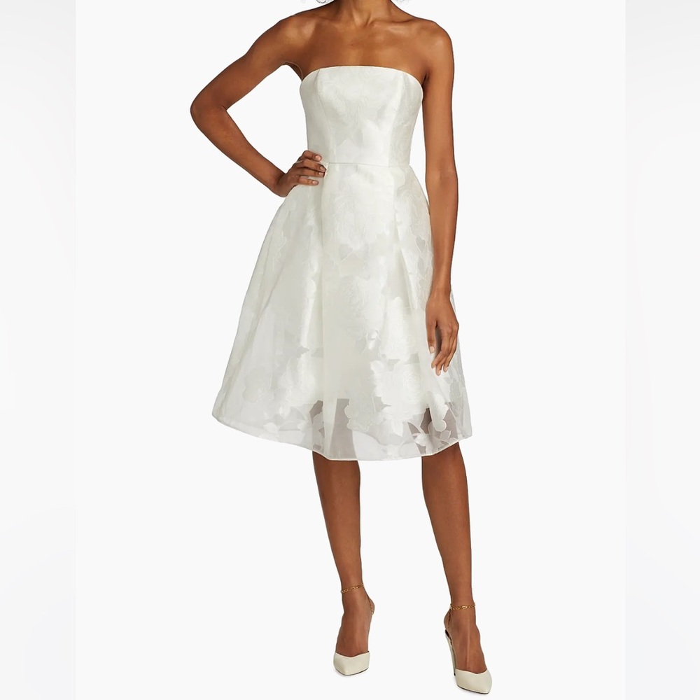 Amsale Rose Fil Coupe Fit-&-Flare Midi Dress NWT Size 6